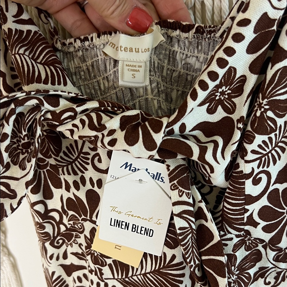 Brown & White Floral Maxi Dress with Adjustable Straps - Picture 2 of 7